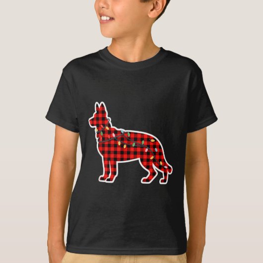 Christmas Red And Black Buffalo Plaid German Sheph T-Shirt (Vorderseite)