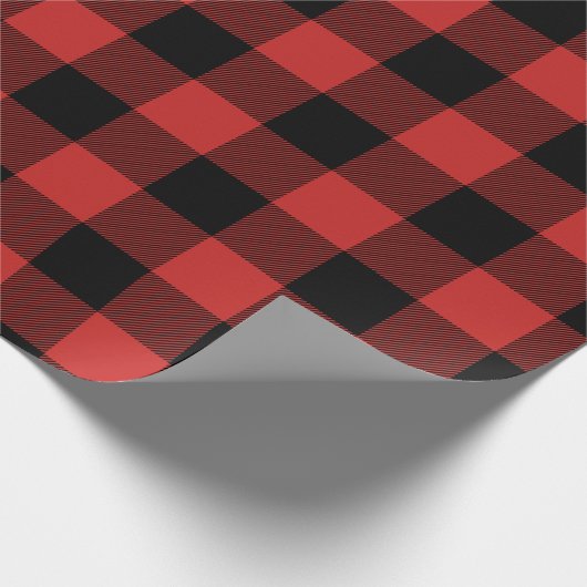 Christmas Red and Black Jumbo Buffalo Check Plaid Geschenkpapier (Ecke)