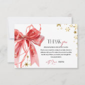 Christmas Red and Gold Baby Shower Dankeskarte (Vorderseite)