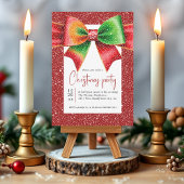 Christmas red and green bow and snowflakes party einladung