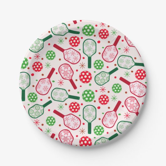Christmas Red and Green Pickleball Paddles Pappteller (Vorderseite)