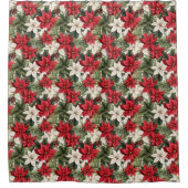 Christmas red and white poinsettia flowers Holiday Duschvorhang (Vorderseite)