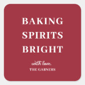 Christmas Red Baking Spirits Square Sticker (Vorderseite)
