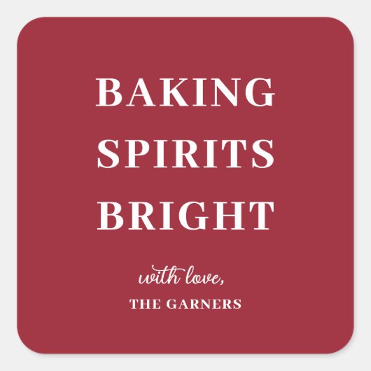 Christmas Red Baking Spirits Square Sticker (Vorderseite)