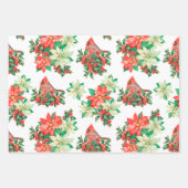 Christmas Red Berries Kardinals Poinsettia Geschenkpapier Set (Vorderseite)