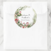 Christmas Red Berries Pine Brautparty Runder Aufkleber (Tasche)