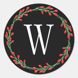 Christmas Red Berry Holiday Wreath Runder Aufkleber