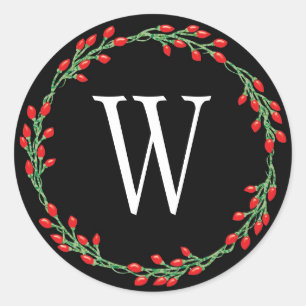 Christmas Red Berry Holiday Wreath Runder Aufkleber