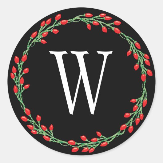 Christmas Red Berry Holiday Wreath Runder Aufkleber (Vorderseite)