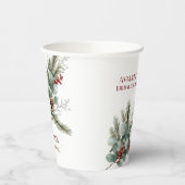 Christmas Red Berry White Rose Brautparty Pappbecher (Links)