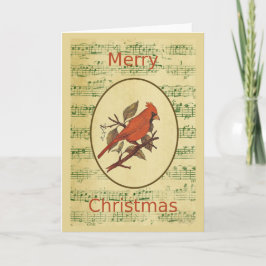 Christmas Red Bird Kardinal Green Music Feiertagskarte