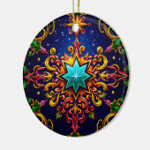 CHRISTMAS Red Blue Gold Green 3D Star ~ Keramik Ornament (Links)