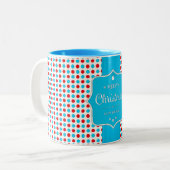 Christmas Red-Blue Polka Dots Tasse (Vorderseite Links)