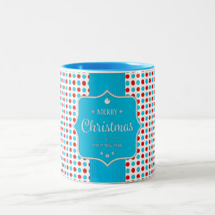 Christmas Red-Blue Polka Dots Tasse