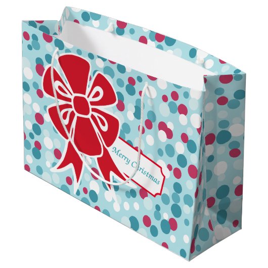 Christmas Red Bow Geschenktasche Große Geschenktüte (Rückseite Schrägansicht)