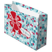 Christmas Red Bow Geschenktasche Große Geschenktüte (Vorderseite Schrägansicht)