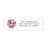 Christmas Red Bow Wreath Blue Joy Address Label (Vorne)