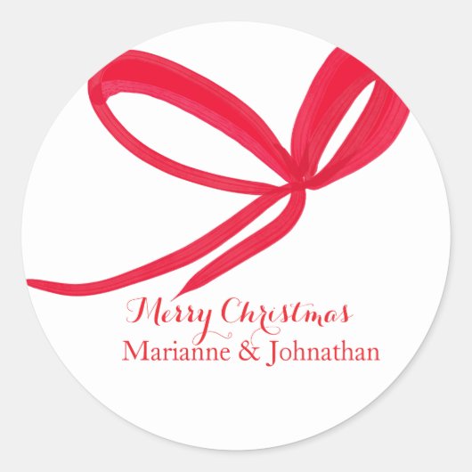Christmas Red Bows Hand Drawn Runder Aufkleber (Vorderseite)
