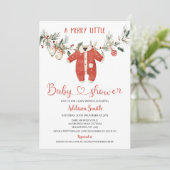 Christmas Red Boys Merry Little Baby Shower  Einladung (Stehend Vorderseite)