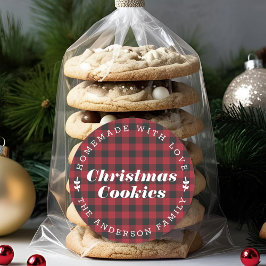 Christmas Red Buffalo Karo Hausgemachte Backgesche Runder Aufkleber