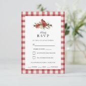 Christmas Red Buffalo Karo Kardinal RSVP Karte (Stehend Vorderseite)