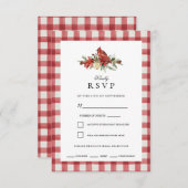 Christmas Red Buffalo Karo Kardinal RSVP Karte (Vorne/Hinten)