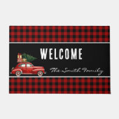 Christmas Red Buffalo Plaid | Rustic Holiday Fußmatte (Vorderseite)