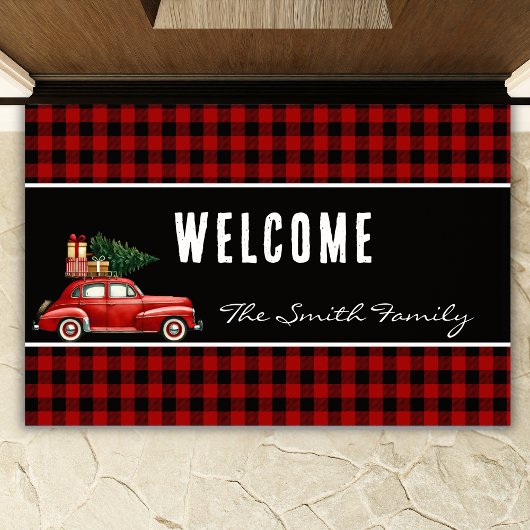 Christmas Red Buffalo Plaid | Rustic Holiday Fußmatte
