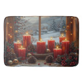 Christmas Red Candles Pine Cones Winter View Badematte (Vorderseite)