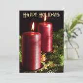 Christmas Red Candles Winter Holidays Feiertagskarte (Stehend Vorderseite)