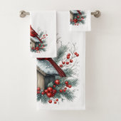 Christmas Red Cardinal  Badhandtuch Set (Insitu)