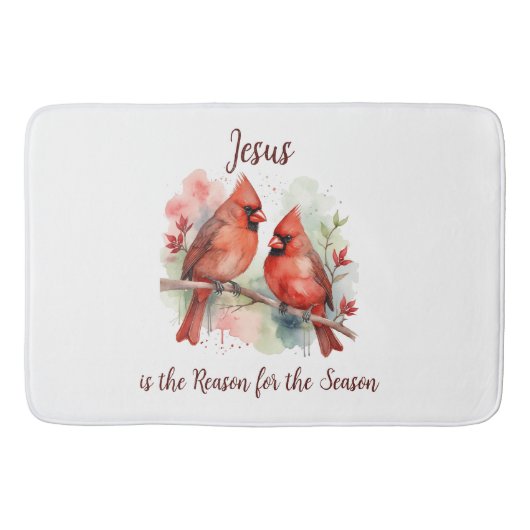 Christmas Red Cardinal Jesus Reason for Season Badematte (Vorderseite)