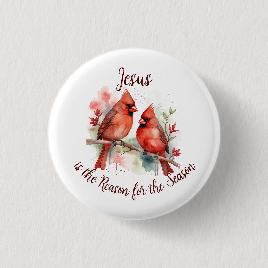 Christmas Red Cardinal Jesus Reason for Season Button (Vorderseite)