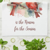 Christmas Red Cardinal Jesus Reason for Season Geschirrtuch (Gefaltet)