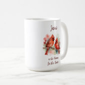 Christmas Red Cardinal Jesus Reason for Season Kaffeetasse (VorderseiteRechts)