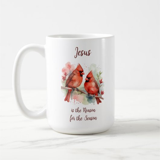 Christmas Red Cardinal Jesus Reason for Season Kaffeetasse (Links)