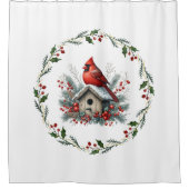 Christmas Red Cardinal Shower Curtain Duschvorhang (Vorderseite)