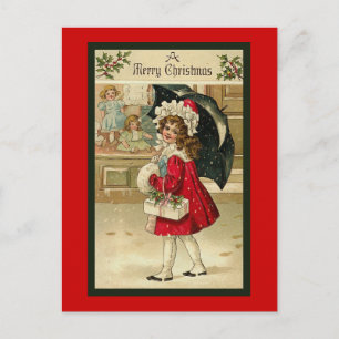 "Christmas Red Coat" Postcard Feiertagspostkarte
