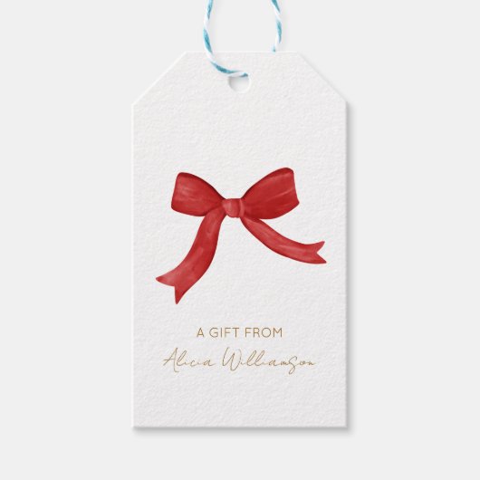 Christmas Red Coquette Bow Personalisiertes Gesche Geschenkanhänger (Vorderseite)