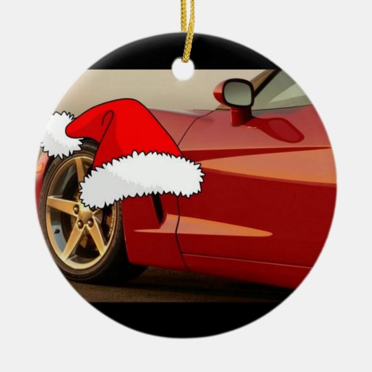 Christmas Red Corvette Keramikornament (Vorne)