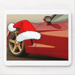 Christmas Red Corvette Mousepad