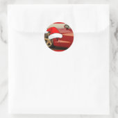 Christmas Red Corvette Runder Aufkleber (Tasche)