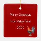 Christmas Red Farm Tractor In Snow Keramikornament (Rückseite)