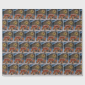 Christmas Red Farm Tractor With Glowing Wreath Geschenkpapier (Flach)