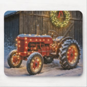 Christmas Red Farm Tractor With Glowing Wreath Mousepad (Vorne)