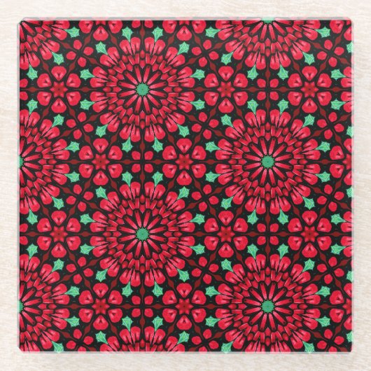 Christmas Red Floral Untersetzer (Vorderseite)