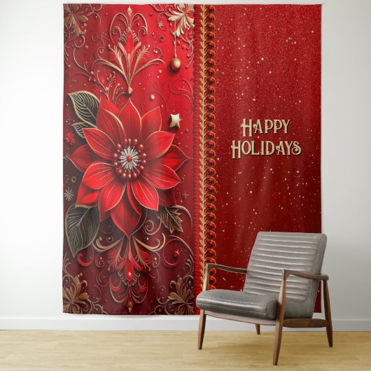 Christmas Red Flower Holiday Backdrop Wandteppich (Beispiel)