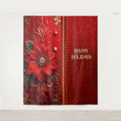 Christmas Red Flower Holiday Backdrop Wandteppich (Vorderseite)