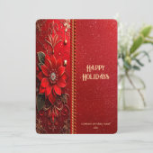 Christmas Red Flower Holiday Card Feiertagskarte (Stehend Vorderseite)