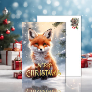 Christmas Red Fox Folien Feiertagskarte